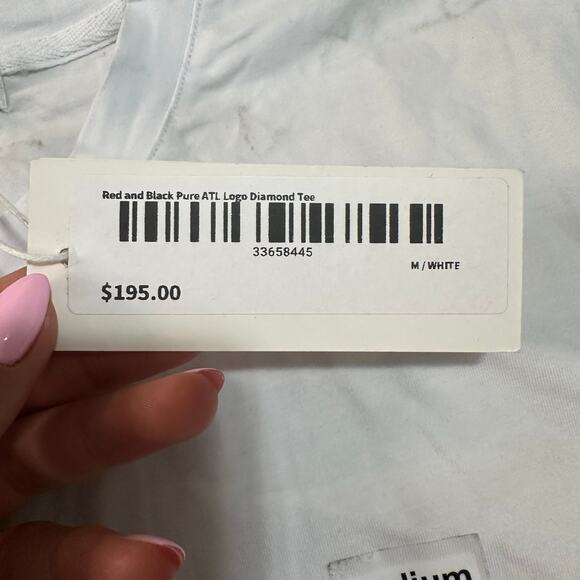 PURE Men's Red and Black Pure ATL Logo Diamond Tee Size M In White - Picture 9 of 14